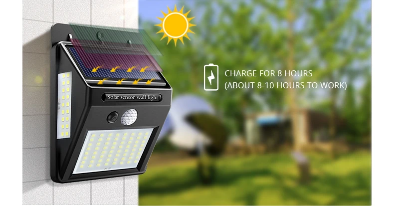 Светодиодный уличный свет 100 светодиодный на солнечных батареях датчик движения умные Уличные светильники на солнечной батарее садовый путь Декор ночной безопасности индукционные огни