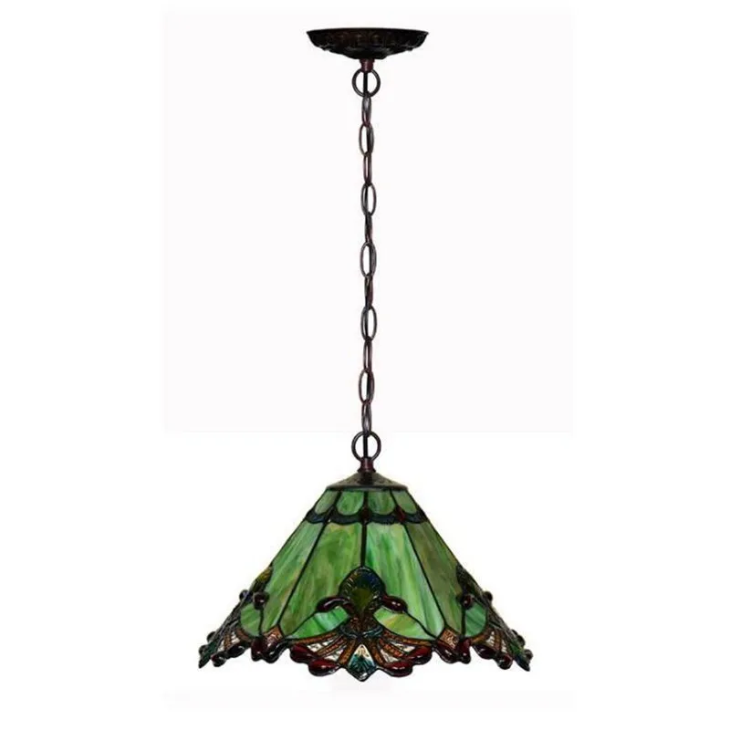 Dia 32cm Подвеска из зеленого стекла Tiffany для фойе, столовой, бара, квартиры, винтажный Лофт, красочный стеклянный подвесной светильник 1130 - Цвет корпуса: Dia 32cm
