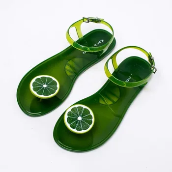 

Melissa 2020 New Women Summer Non-slip Platform Sandals Fashion Transparent Strap fruit Pattern Flat Sandals Beach Shoes