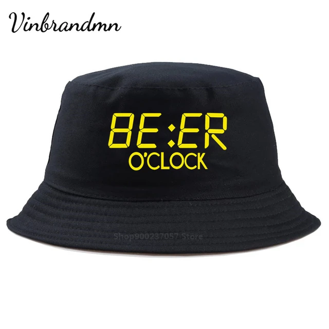 100 Cotton Funny BEER OCLOCK Print Men Fisherman Hats Cool Summer