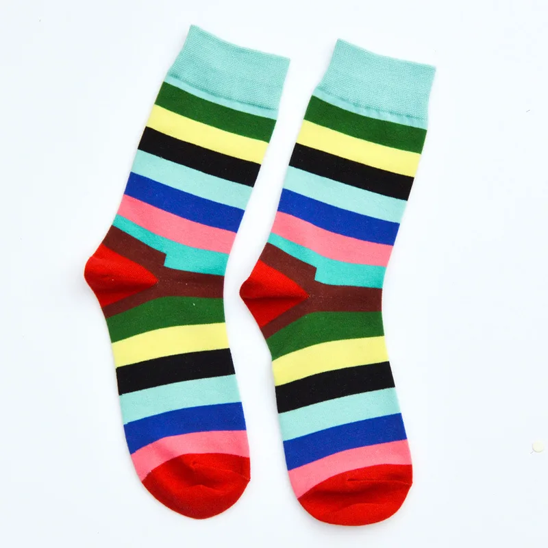 LKWDer 6 пар мужские забавные носки Calcetines Happy носки для мужчин Chaussette Homme красочные полосатые Meias удобные теплые носки - Цвет: E