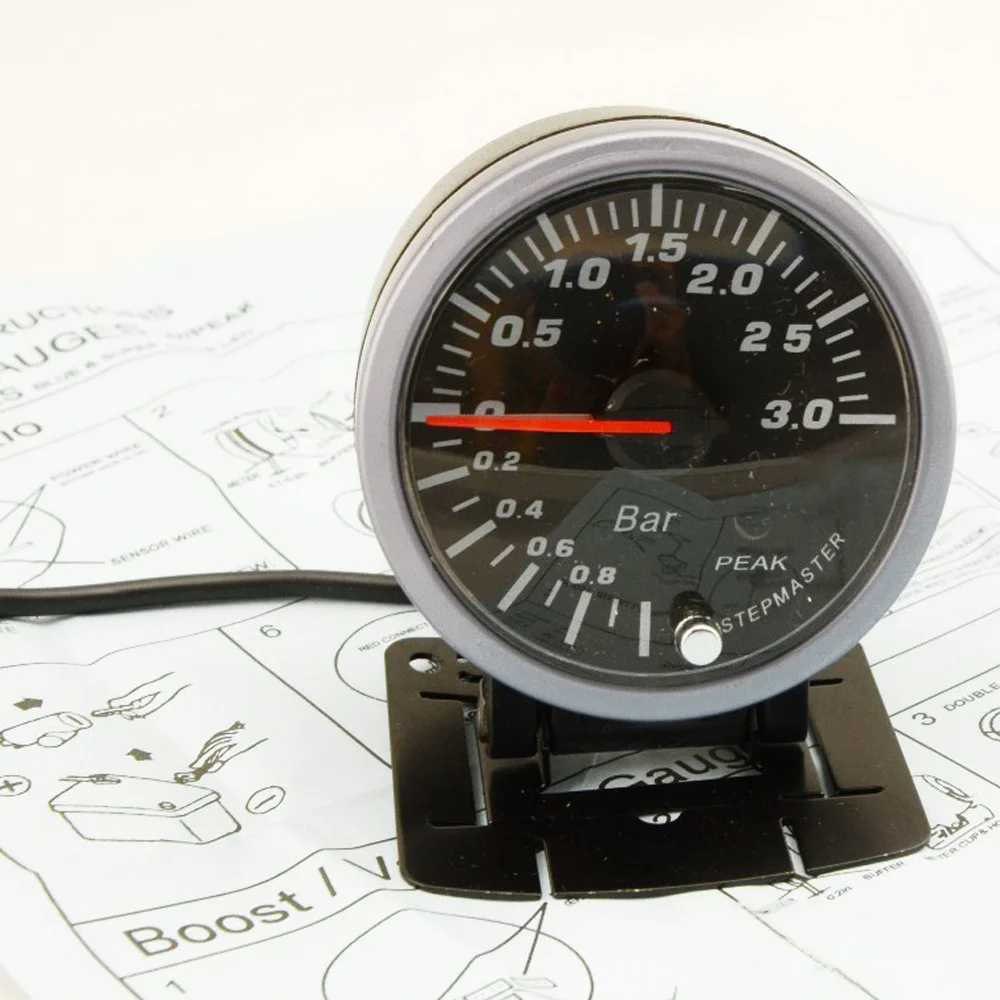 2,5 дюймов 60 мм 3,0 бар автомобильный Boost Gauge двойной светодиодный дисплей с пиковым Предупреждение лом