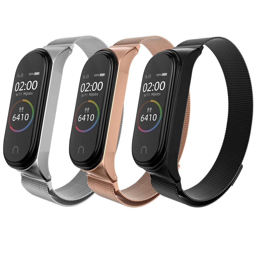 

Mi Band 4 3 Wrist Strap Metal Stainless Steel For Xiaomi Mi Band 4 3 Strap Bracelet Miband 4 3 Siliver/Balck Magnetic buckle