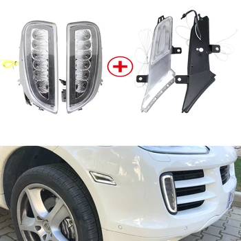 

Combo White/Amber Front Led DRL Daytime Running Lights + Clear Led Side Marker Lights For Porsche Cayenne 2007-2010