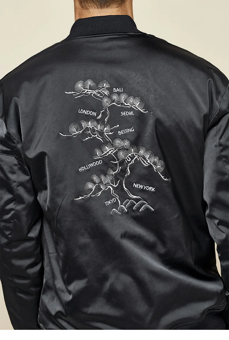 KUEGOU Autumn Embroidery Casual Jacket Men And Coats For Outwear Hip Hop Baseball Varsity Bomber Pilot Vintage Clothes 0919