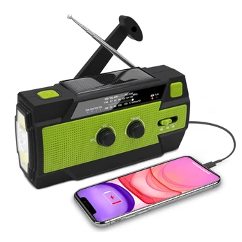 

Emergency Crank Radio 4000mAh Solar Hand Crank Portable AM/FM/NOAA Weather Radio 1W Flashlight Motion Sensor Reading Light