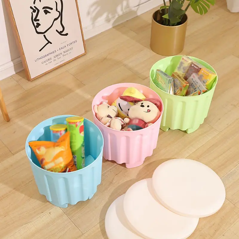 

New Children Cute Plastic Storage Stool Multi-function Stackable Practical Fashion Creative Storage Stool #m