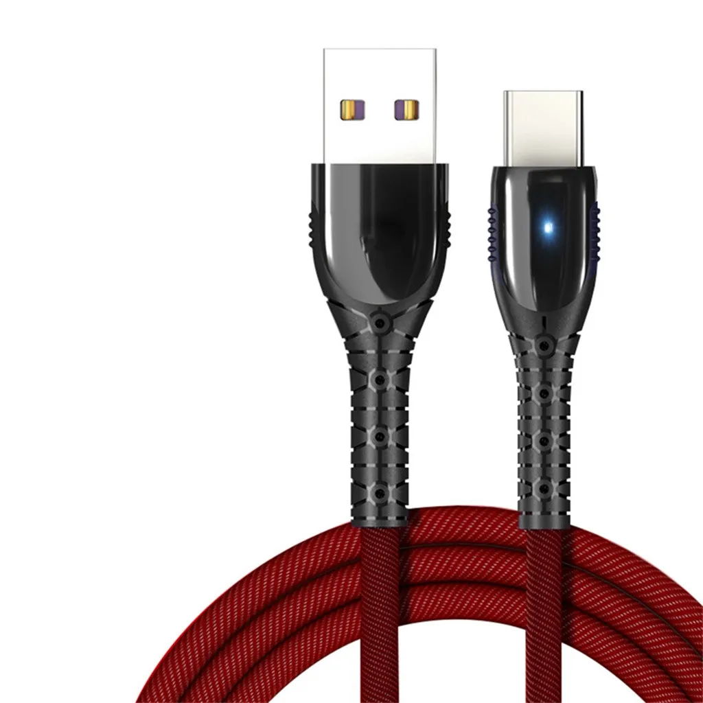 1M type C 5A USB C зарядное устройство для телефона нейлоновый кабель для передачи данных Быстрая зарядка светодиодный кабель для samsung для huawei кабель для передачи данных#1127