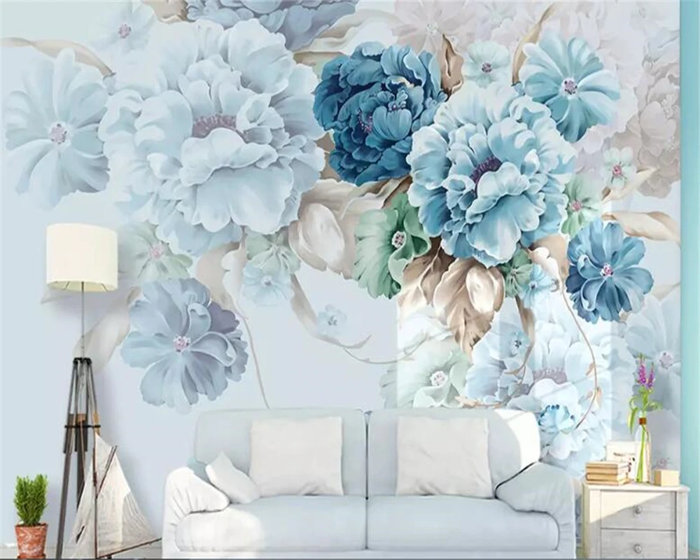 

wall papers home decor Mural Nordic hand-painted peony flower wallpaper 3d living room TV background wall wallpaper