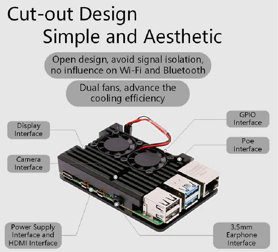 DFRobot алюминиевый сплав металлический корпус Чехол Коробка для Raspberry Pi 4B С двумя вентиляторами