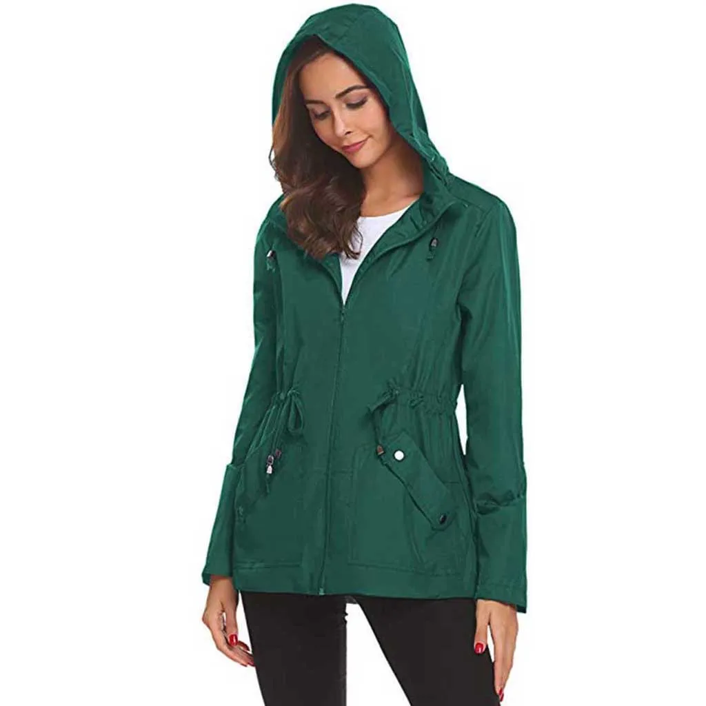 KANCOOLD пальто для женщин s снаружи водонепроницаемый легкий дождевик с капюшоном пальто дождь Мода Новые пальто и куртки для женщин 2019AUG15 - Цвет: Зеленый