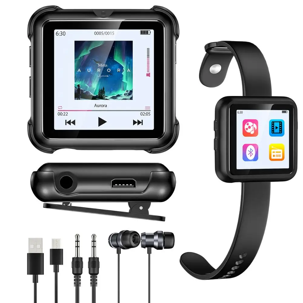 

Portable Clip MP3 Player Bluetooth HiFi Music Player FM Radio Touch Screen High Resolution Lossless Digital Audio with Video