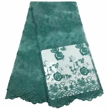 

Orange African Beaded Lace Fabric Embroidered Nigerian Laces Fabric High Quality French Tulle Lace Fabric For Women 5 Yards