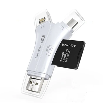 

4 in 1 i-Flash Drive USB Micro SD/TF Memory Card Reader Adapter For Phone Universal EM88