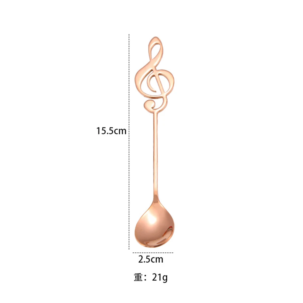 Rose Gold Красочный прибор из нержавеющей стали музыкальная Нотная ложка креативная молочная кофейная ложка Мороженое Конфета чайная ложка аксессуары - Цвет: Rose Gold