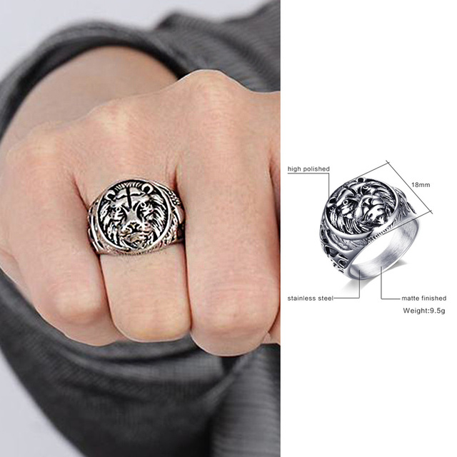 Steel Celtic Triple Knot Rune Signet Ring Men Viking Jewelry