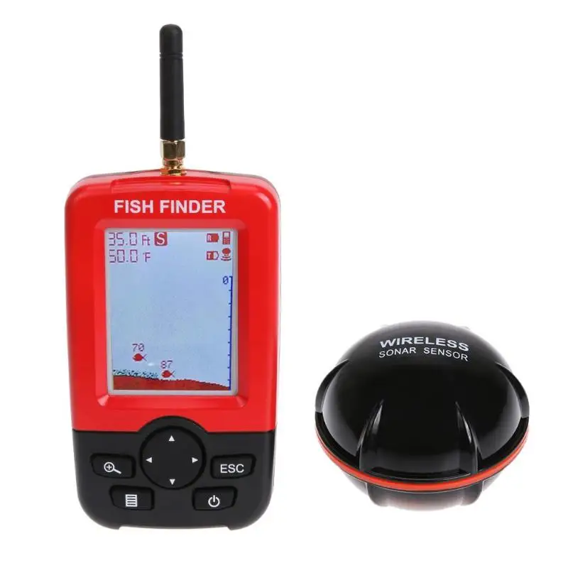 XJ-01 Color LCD Display Fish Finder Wireless Sonar Transducer Fishfinder Wireless Operation Range Portable Sonar Sensor