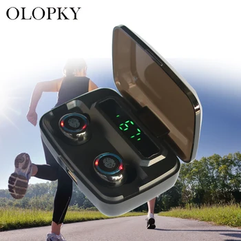 

Bluetooth Earphone Mini Wireless Bluetooth Headset TWS Headphone Binaural Sport HD Call with LED Digital Display IPX7 Waterproof