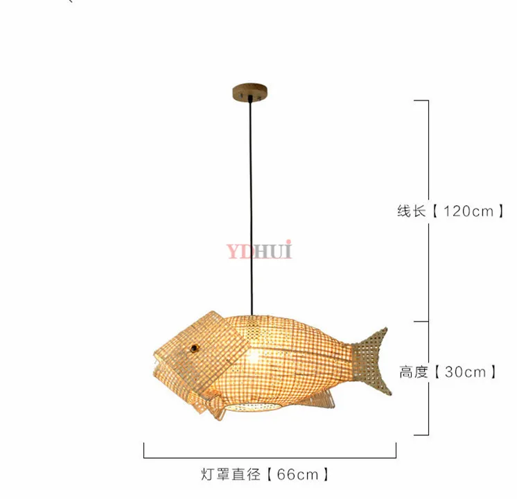 Подвесной светильник из натурального бамбука, плетеного ротанга, рыбы, светильник в стиле АР-деко, подвесной потолочный светильник, дизайнерский светильник для обеденного стола - Цвет корпуса: See chart
