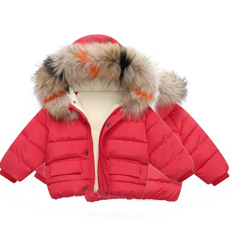 Теплая детская куртка с меховым воротником; сезон осень-зима модная куртка для маленьких мальчиков теплая верхняя одежда для детей пальто для девочек Одежда для мальчиков и девочек - Цвет: red