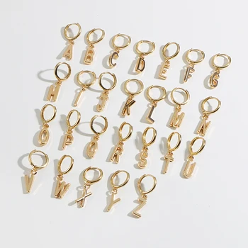 

KOMi 1pair Fashion Trend Letter Earring Design Gold Metal Earring for Women Girls Cute Dangle Earrings серьги A0535