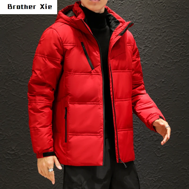 

Winter Down Jacket Men's Slim Warm Thick Fashion Parka Men Solid Color Casual Hooded Coat Man Wild Cotton Jacket Male Clothes