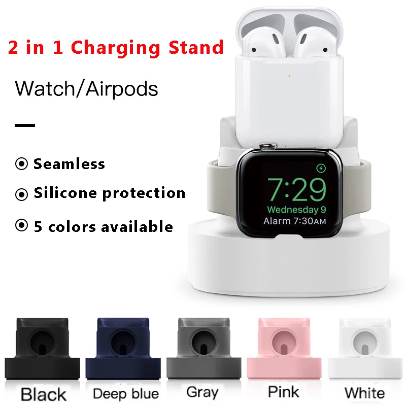 AHASTYLE Station daccueil 3 en 1 en Silicone Compatible avec Apple AirPods/iWatch Series 4/3/2/1/iPhone X Max 8 8 Plus 7 7 7 Plus 6 5s 4 