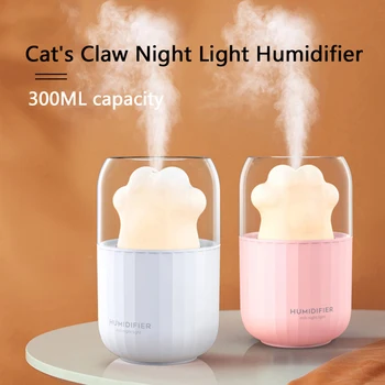 

300ml Cat Claw Humidifier Color Gradient LED Night Light 2 Modes USB Charging Health Care Electronic Tool Household Office