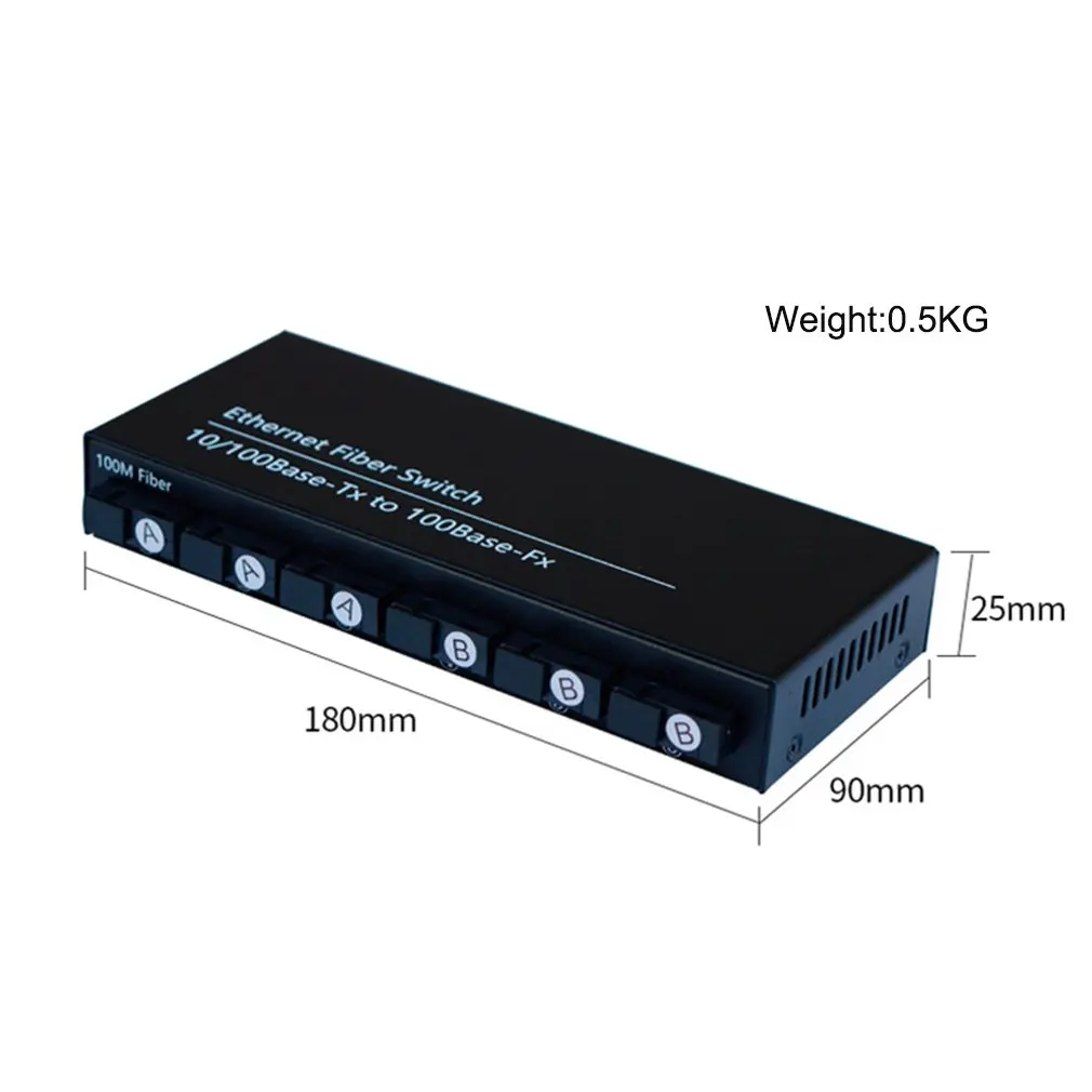 

6 Light 2 Electric 100M Fast Ethernet switch Converter 25KM Ethernet Fiber Optical Media Converter Single Mode 2*RJ45