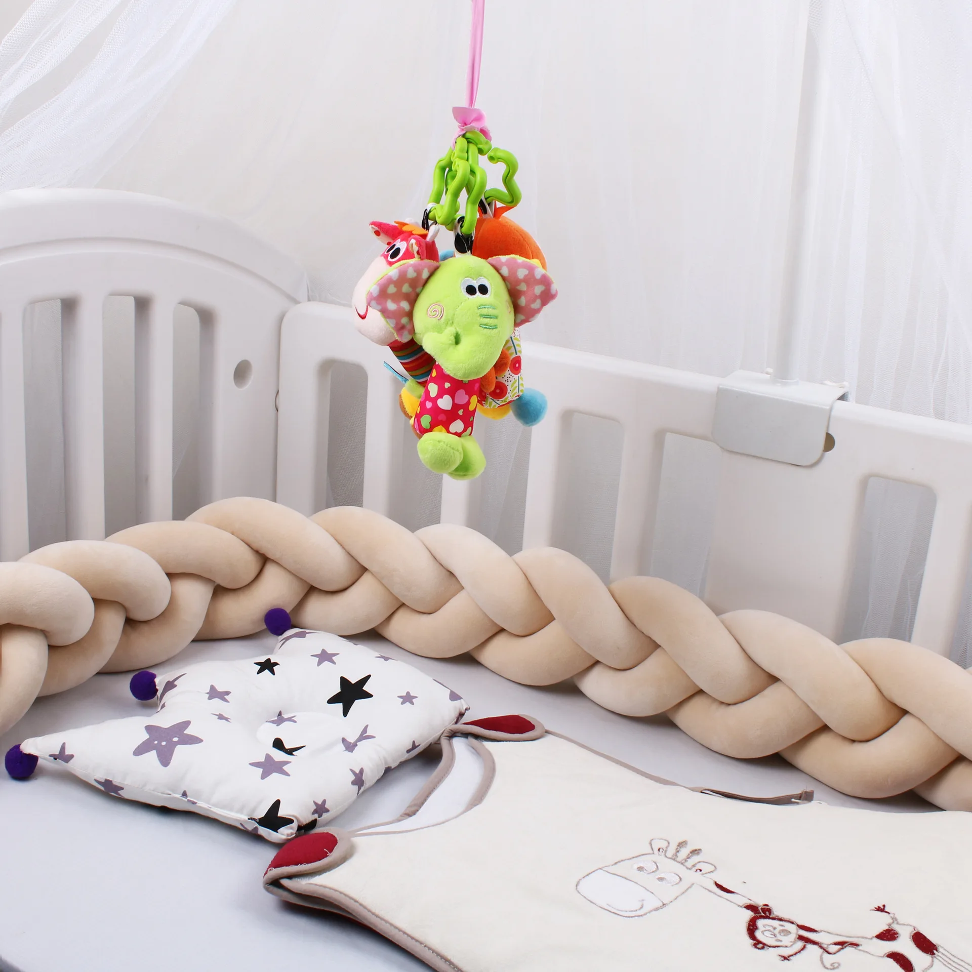 

Newborn Baby Crib Bumper Cot Protector 1M/2M/3M/4M Infant Bedding Set for Babies Boys Girls Braid Knot Pillow Cushion Room Decor