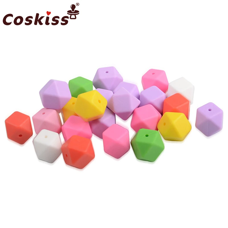 

10pcs Silicone Beads for Teether Mix Colors 17mm Geometric/Hexagon DIY Chewing Jewelry Teethers Necklace/ Bracelet Baby Teether
