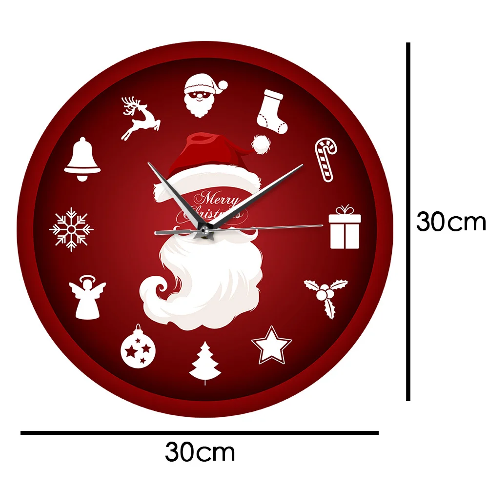 Современные настенные часы Санта-Клауса с рождественскими праздниками в мультяшном стиле, рождественские бесшумные кварцевые подвесные настенные часы