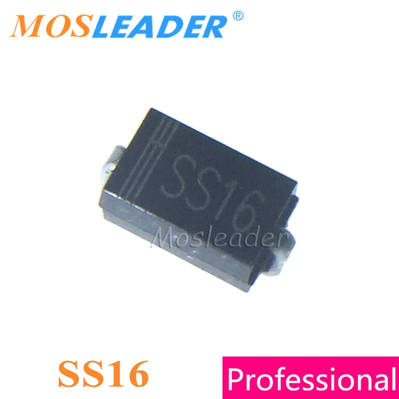 

Mosleader SS16 SMA 2000 шт. DO214AC 1A 60V Schottky SR160 SS160 Сделано в Китае, диод высокого качества