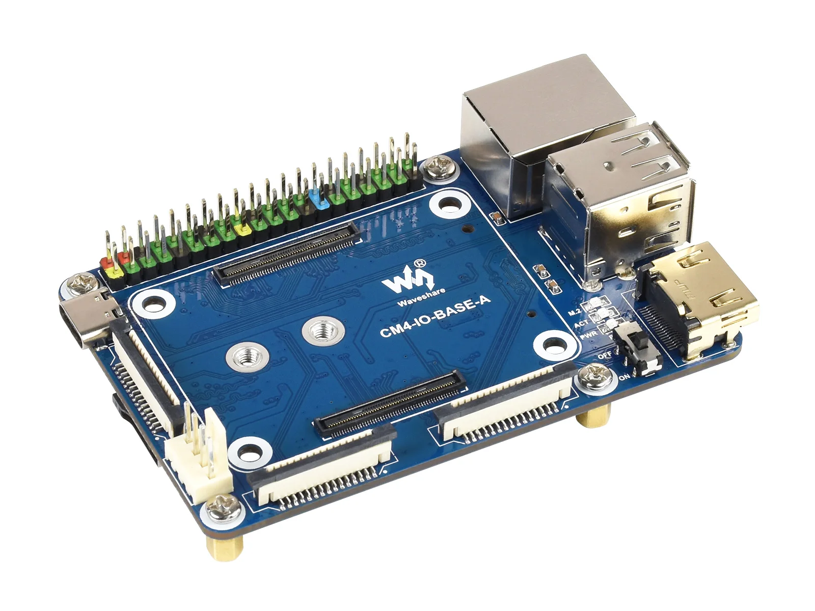 Базовая плата Waveshare Mini (A) для вычислительного модуля Raspberry Pi 4 встроенные разъемы в