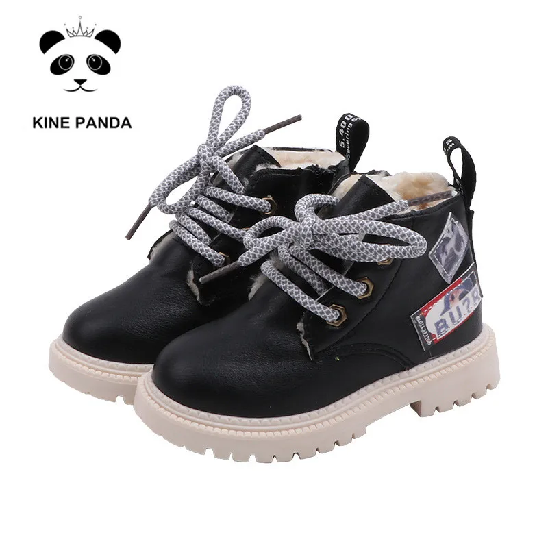 KINE PANDA/детские ботинки с плюшевой подкладкой; зимняя теплая детская обувь для девочек и мальчиков; зимние ботинки для малышей; От 1 до 5 лет