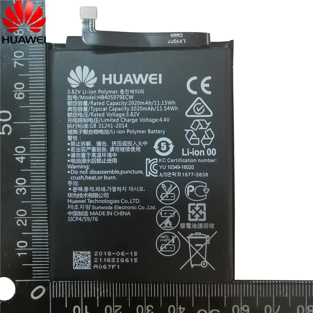 Hua Wei HB405979ECW сменный аккумулятор для телефона huawei NOVA CAZ-AL10 CAZ-TL00 Enjoy 6S Honor 6C 6A 8A Li-Ion 3020mAh