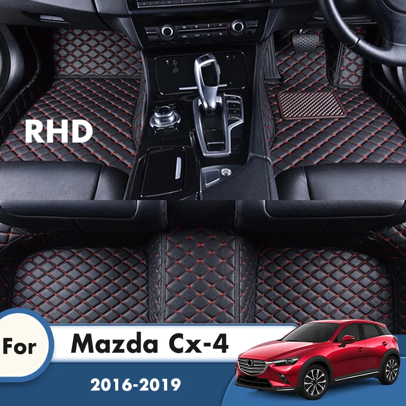 RHD пользовательские автомобильные коврики для Mazda Cx-4 2019 2018 2017 2016 кожаные