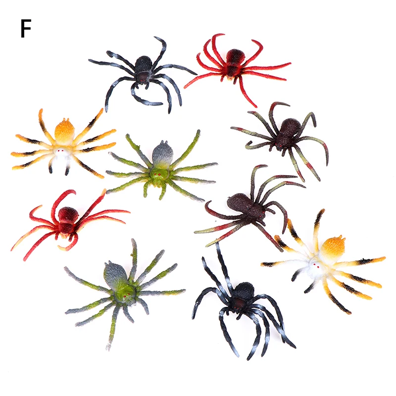 10pcs Prank Lifelike Spider Funny Trick Toys For Halloween Party House Decor Random Color Baby Novelty Toys