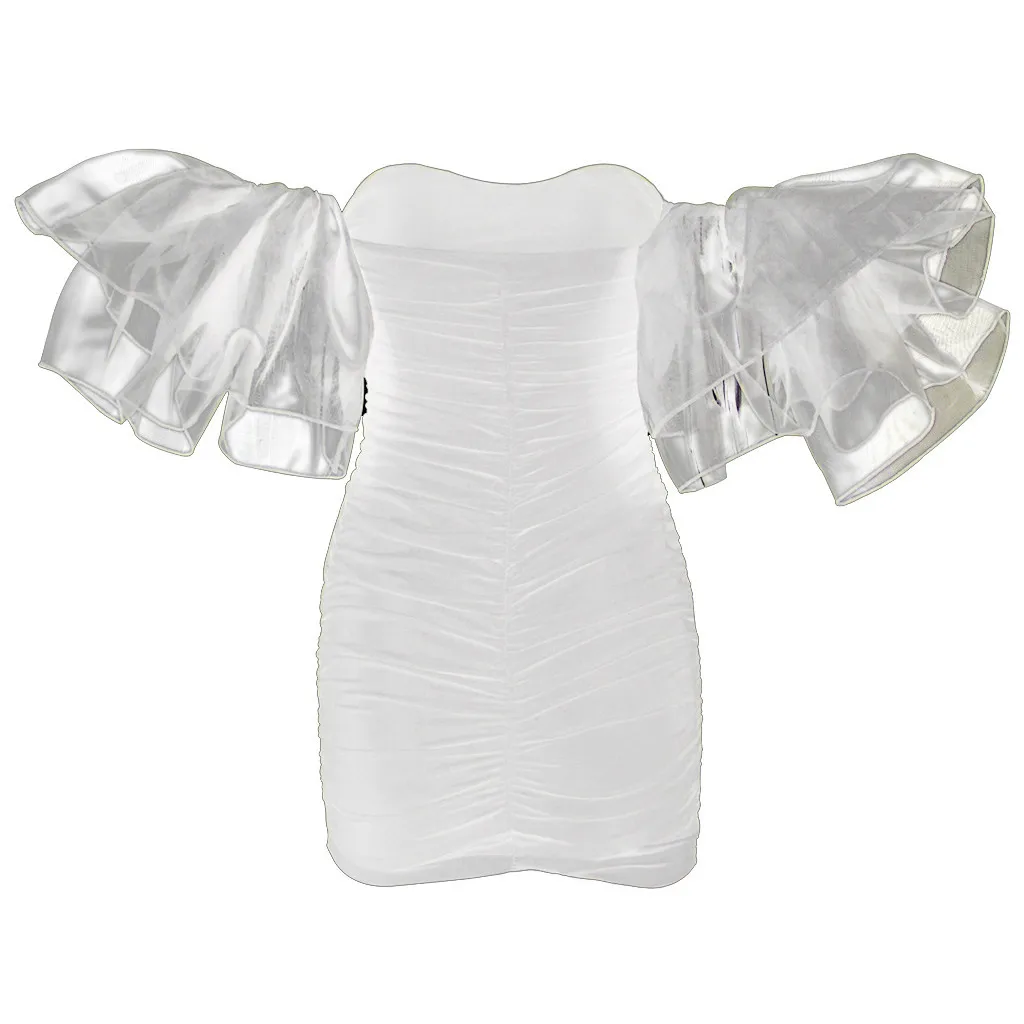 Robe hiver femme женское платье повседневное с открытыми плечами Сетчатое с рукавами-пузырьками с открытой спиной однотонное зимнее платье vestidos ropa mujer robe femme