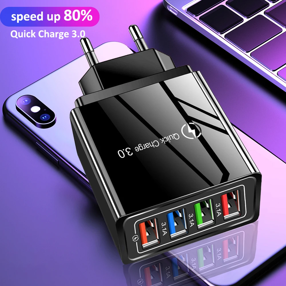 Быстрая зарядка USB 3 0 для iPhone X 18 Вт настенное зарядное устройство быстрая Samsung S20