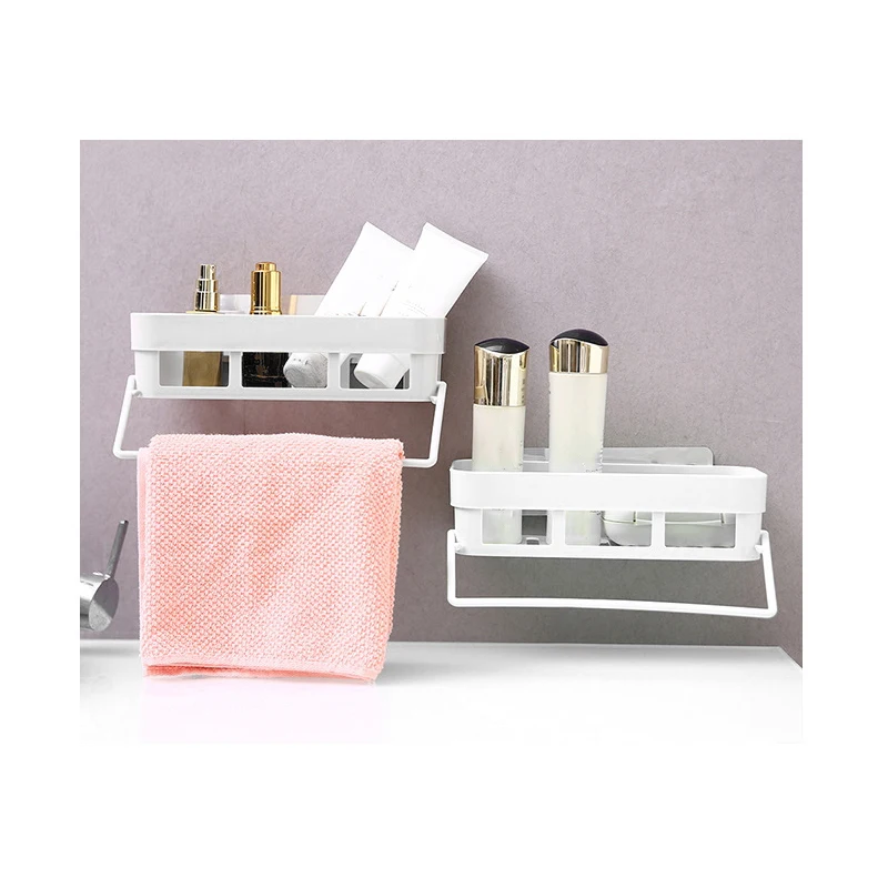 

Plastic Bathroom Shelf Storage Rack Corner Shower Shelf Kitchen Wall Stick Hanging Bathroom Storage Rack Shampoo Holder