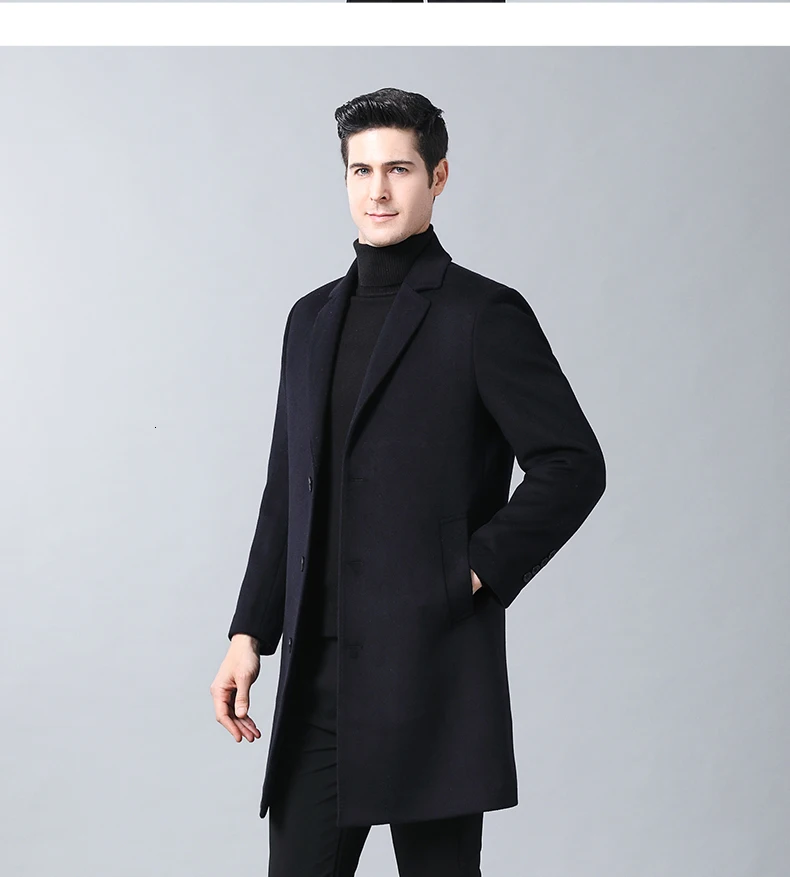 8XL 10XL 6XL Зимняя шерстяная куртка мужская Высококачественная шерстяная облегающее пальто в повседневном стиле с воротником шерстяное пальто мужская длинная хлопковая куртка с воротником