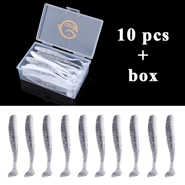 QXO Fishing Soft Lure Worm With Box Silicone Bait Swimbait Streamer Sea Fishing Spoon Lure 7cm 10cm Wobbler Set 10pcs
