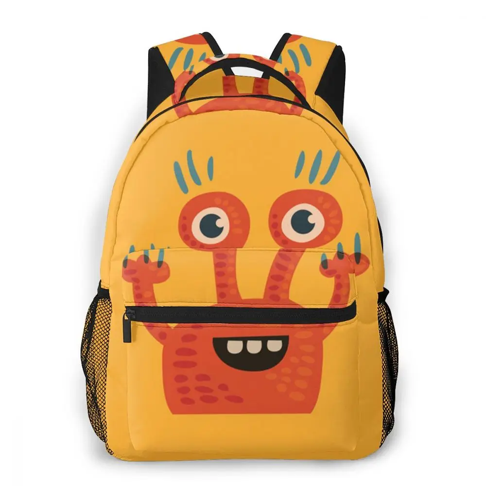 

funny orange creature art print boriana giormova Backpack for Girls Boys Travel RucksackBackpacks for Teenage school bag