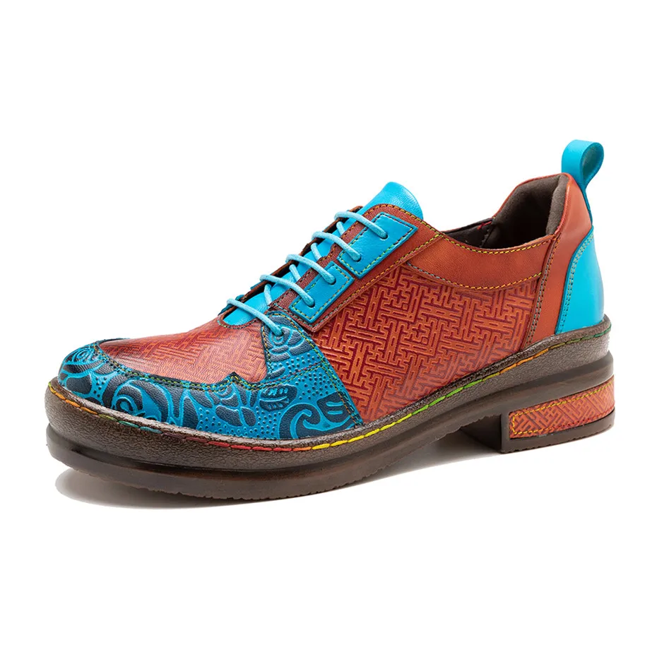 

Retro Spring Women Shoes Genuine Leather 2023 New British Student Brogues Shoes Lace Up Thick Heels Ladies Oxford Shoes Sneakers