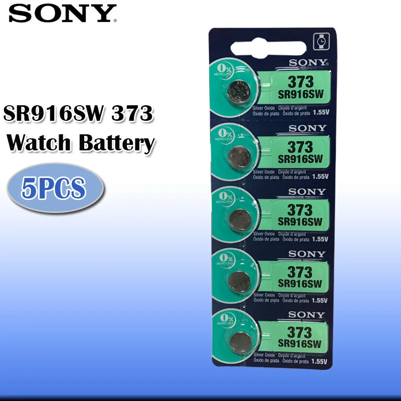 5 шт. sony 1,55 V 373 SR916SW 916 SR916 часы с серебряным оксидом батарея 373 SR916SW 916 Кнопка монета сотового Сделано в Японии