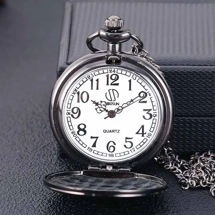 kol saati To My Son Retro Black Quartz Pocket Watch Fashion Gift Birthday Souvenir Gift to Son Man Clock Top Luxury reloj HB025