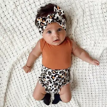 

new born baby girl set sleeveless bodysuit leopard shorts headband infant newborn baby girl clothes summer outfit