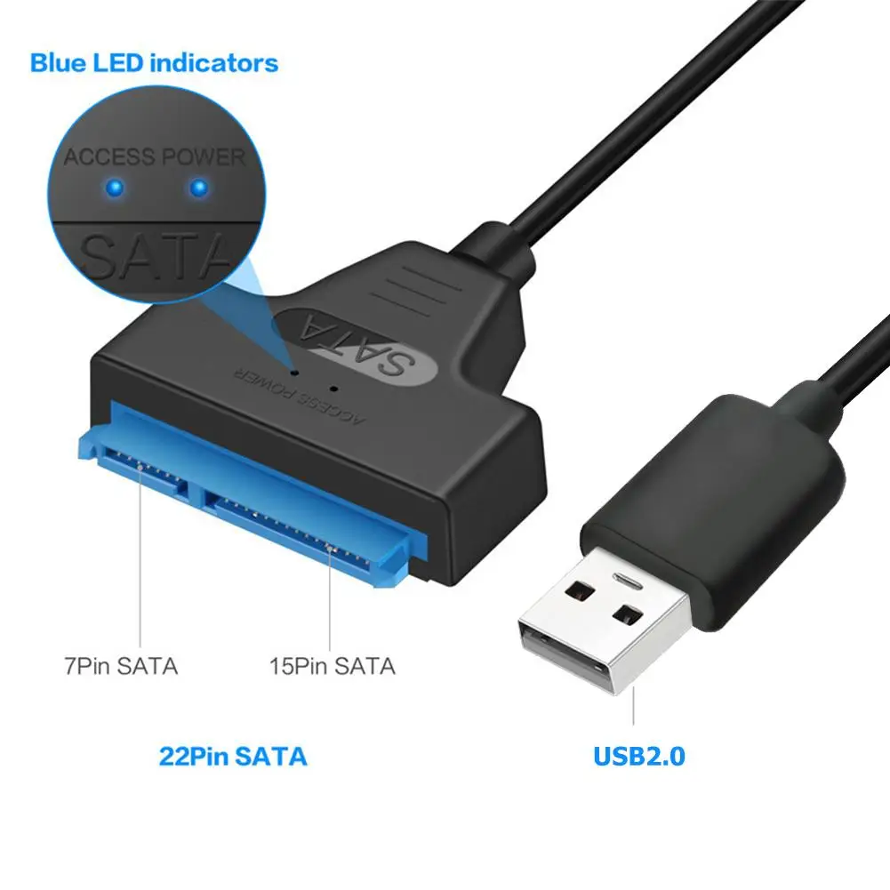 USB to SATA 22pin Cable Adapter for 2.5in HDD SSD - Converter Line for Hard Disk Drives and Solid State Drives Description Image.This Product Can Be Found With The Tag Names Computer Cables Connecting, Computer Peripherals, Cord wire, PC Hardware Cables Adapters