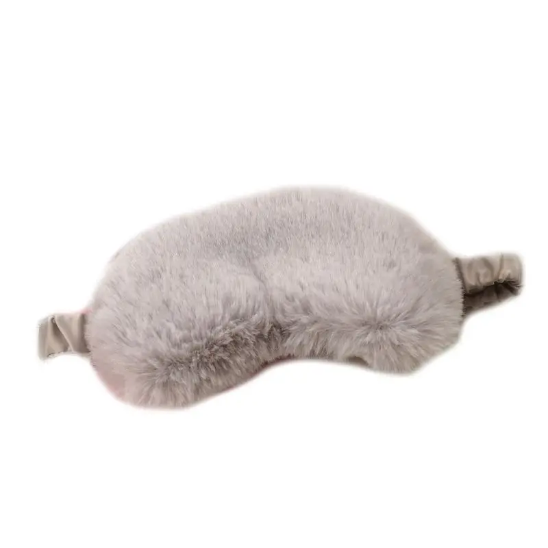 Women Sleeping Eye Mask 3D Cartoon Fluffy Plush Imitation Silk Satin Blindfold